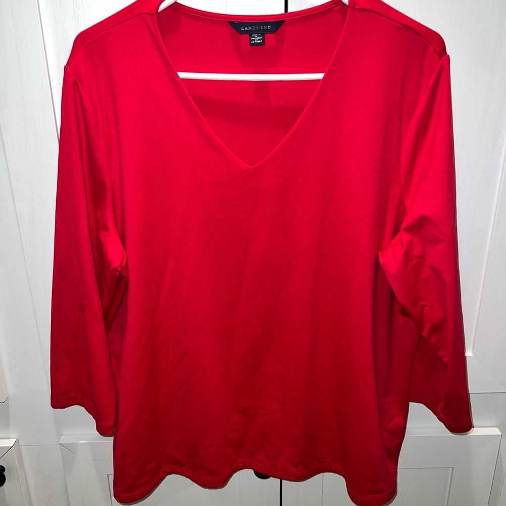 Lands end size xl petite women’s red long sleeve shirt